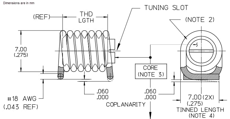 Mechanical Drawing - Johanson Manufacturing / Knowles JLA Air Core & JLC Non-Magnetic Variable Inductors